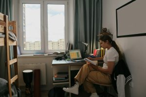 studying in apartment