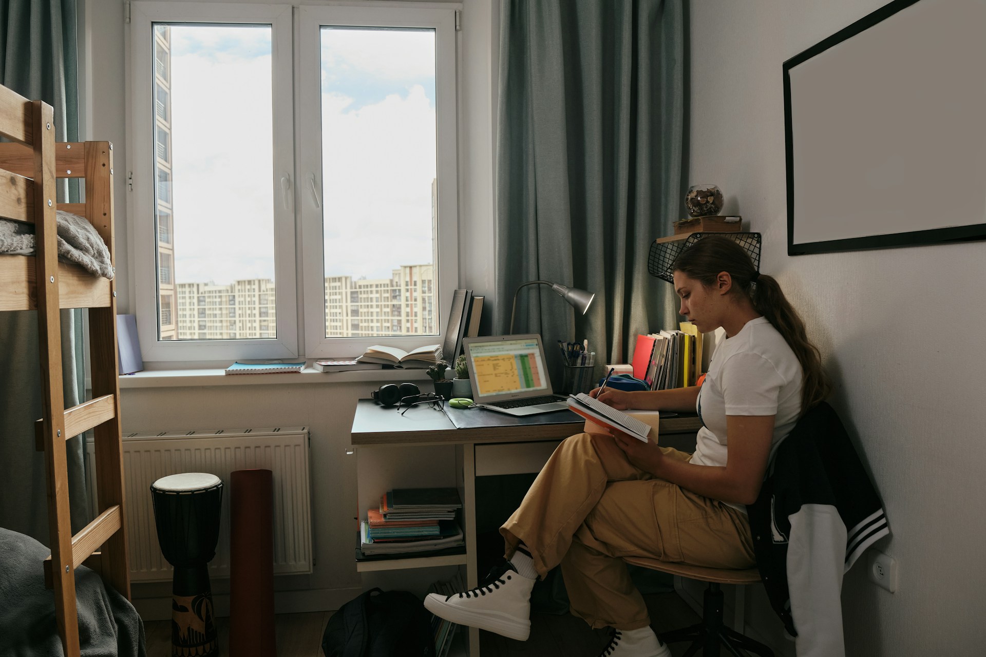 studying in apartment
